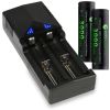 18650 Button Top Batteries with Charger & Storage Case