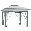 12x12 Pop Up Gazebo Sun Shade Instant Folding with Mesh Sidewall Netting, 3-Level Adjustable Height and Storage Bag, Gray