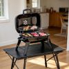 14' Portable Enamel Coated Charcoal Grill for Outdoor Cooking BBQ Camping with Folding Legs Black