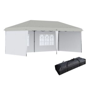 10' x 20' Pop Up Canopy Tent with 4 Sidewalls, Heavy Duty Tents for Parties, Outdoor Instant Gazebo with Carry Bag, for Outdoor, Garden, Patio, White