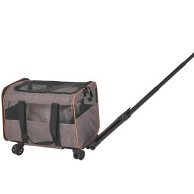 Cat Carrier with Wheels, Airline Approved Rolling Pet Carrier with Telescopic Handle and Shoulder Strap, Dog Carrier with Wheels for Pets under 22 lbs