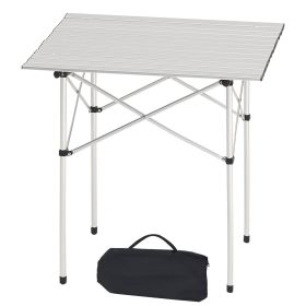 Folding Camping Table, Portable Roll Up Side Tables, Small Lightweight Aluminum Beach Table, Compact with Carry Bag, for Outdoor Cooking, Tailgating