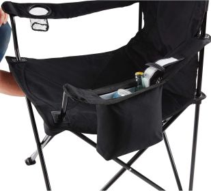 Portable Quad Camping Chair with 4-Can Cooler, Cushioned Seat & Back with Side Pockets & Cup Holder, Carry Bag Included