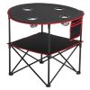 Folding Camping Table, Portable Outdoor Lightweight Picnic Table, 600D Oxford Fabric Waterproof Canvas Travel Beach Tables, with 4 Cup Holders