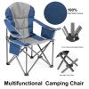 Oversized Camping Folding Chair Heavy Duty 500lbs Capacity, Cup Holder & Cooler Bag, Portable for Outdoor(Blue Gray/Black Gray)