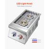 Double Grilling Side Burners, 2 x 17,000BTU Liquid Propane Side Burner for Outdoor Kitchen, Convertible to Natural Gas