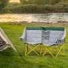 Loveseat Style Camping Chair, Oversized Folding Lawn Chair with Carry Bag & Cup Holders, for Outdoor, Beach, Picnic, Hiking, Travel, Green & Gray