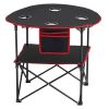 Folding Camping Table, Portable Outdoor Lightweight Picnic Table, 600D Oxford Fabric Waterproof Canvas Travel Beach Tables, with 4 Cup Holders