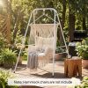 Hammock Chair Stand Indoor and Outdoor Use with Anti-Slip Foot Pads, 2 Carabiners, White