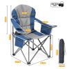 Oversized Camping Folding Chair Heavy Duty 500lbs Capacity, Cup Holder & Cooler Bag, Portable for Outdoor(Blue Gray/Black Gray)
