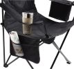 Portable Quad Camping Chair with 4-Can Cooler, Cushioned Seat & Back with Side Pockets & Cup Holder, Carry Bag Included