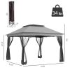 Outdoor Patio Pop Up Canopy Gazebo Shelter with Zipper Netting, Carry Bag, 10.7'x10.7'x8.9', Light Gray