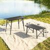 Adjustable Height Folding Picnic Table with Removable Plates, Aluminum Camping Table, Black