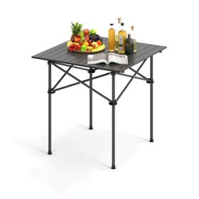 Roll-up Camping Table with Carrying Bag for Outdoor Trip/Picnic (Color: Black, Type: Camping Table)
