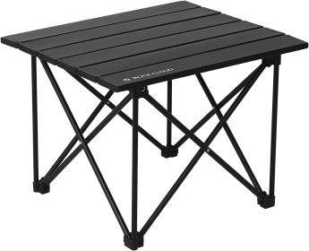 Portable Camping Table Ultralight Aluminum Camp Table Folding Compact Beach Table for Camping Hiking Backpacking Outdoor Picnic(Reinforced Frame-Small (size: Black, Reinforced Stand Small)