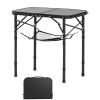 Folding Camping Table, Adjustable Height Portable Side Tables, Aluminum MDF Beach Table with Mesh Layer, Carrying Handle