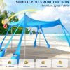 Beach Tent Sun Shelter UPF 50+,10x10 FT Beach Canopy Tent Sun Shade,Pop Up Beach Canopy with 8 Sandbags, Outdoor Beach Shade for Camping Trips