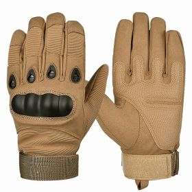 XG-TG1 Tactical Self Defense Gloves Hard Knuckle (Full Finger) (Option: KhakiMedium)