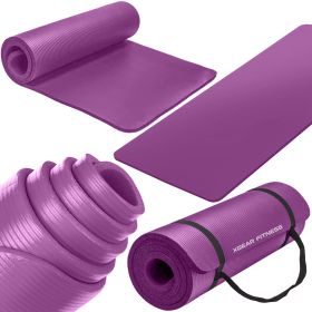 Thick Travel Yoga Mat with Carrying Strap (Option: Purple)