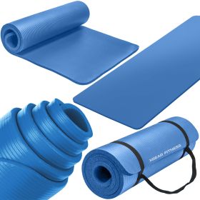 Thick Travel Yoga Mat with Carrying Strap (Option: Blue)