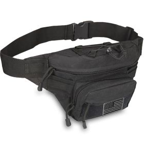 EDC Hunting Tactical Fanny Pack with USA Flag Patch (Option: Black)