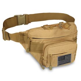 EDC Hunting Tactical Fanny Pack with USA Flag Patch (Option: Tan)