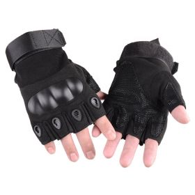 XG-TG2 Hard Knuckle Tactical Gloves (Half Finger) Military Style (Option: BlackLarge)
