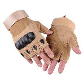 XG-TG2 Hard Knuckle Tactical Gloves (Half Finger) Military Style (Option: KhakiLarge)