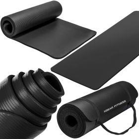 Thick Travel Yoga Mat with Carrying Strap (Option: Black)
